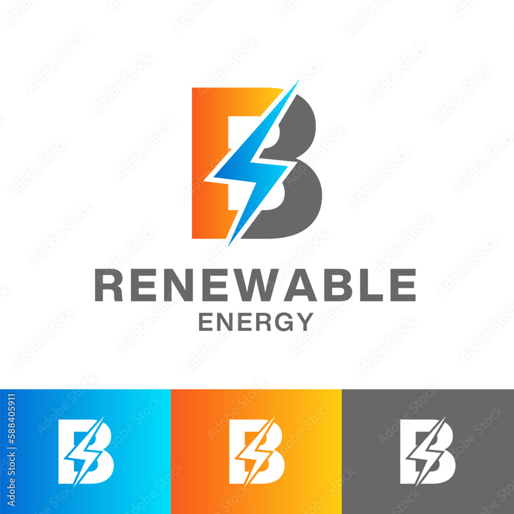 B letter Energy logo design or thunder icon logo B letter Energy logo design or thunder icon logo