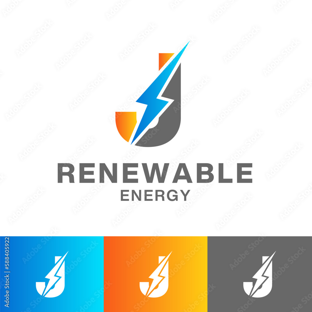 J letter Energy logo design or thunder icon logo J letter Energy logo design or thunder icon logo