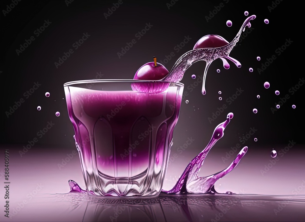 Fruits with juice splash. fruits, juice was created by a stable