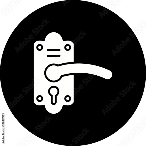 Door Handle Glyph Inverted Icon