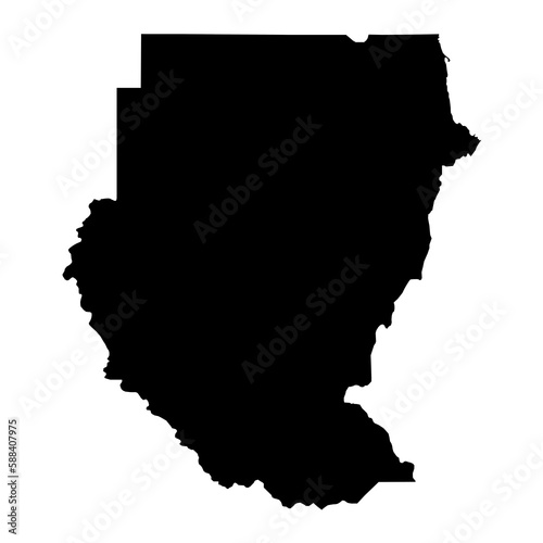 Vector Illustration of the Black Map of Sudan on White Background