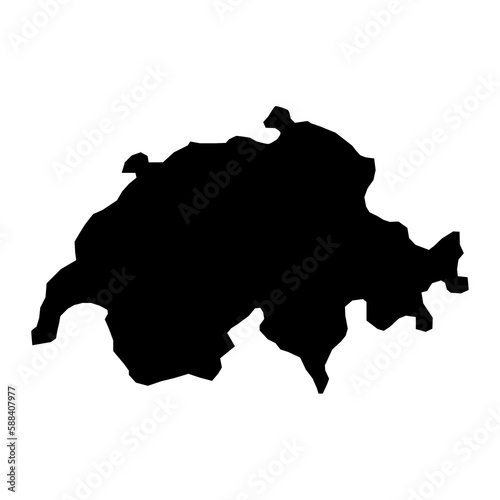 Vector Illustration of the Black Map of Switzerland on White Background