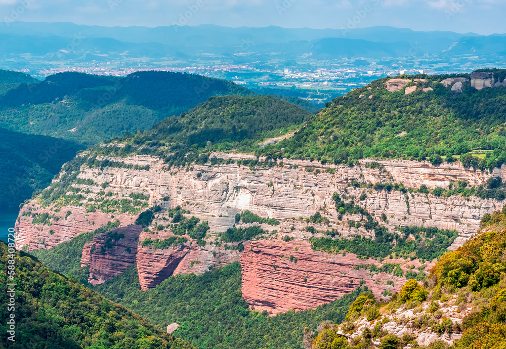 Catalonia mountain landscape seen from Tavertet village, Spain
