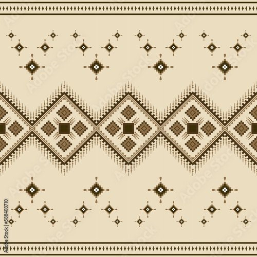 Beautiful fabric patterns Native ethnic patterns can be used to knit shawls, curtains, blankets, sarongs, and yarn for all types of clothing including wall coverings. brown background.