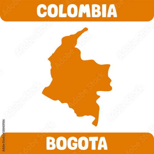 Modern Orange Color High Detailed Border Map Of Colombia Isolated on White Background Vector