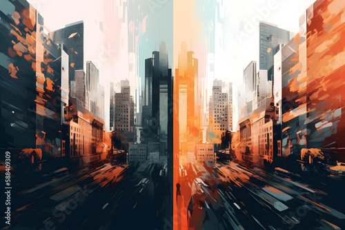 A modern collage of Metropolis dreams. Generative AI