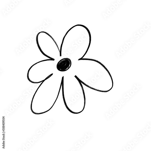 flower doodle pencil sketch, abstract illustration, decorative elements of love