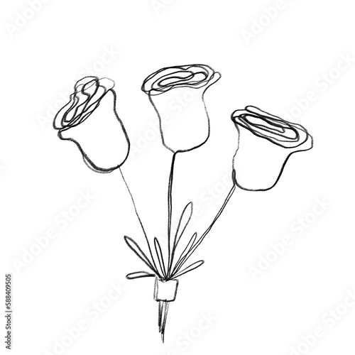 flower boutique doodle pencil sketch, abstract illustration, decorative elements of love