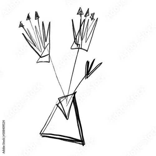 flower boutique doodle pencil sketch, abstract illustration, decorative elements of love