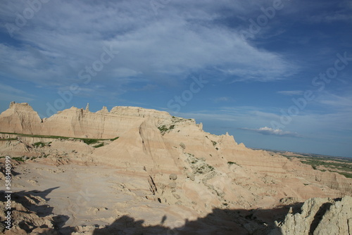 Badlands National Park in the sunset in South Dakota