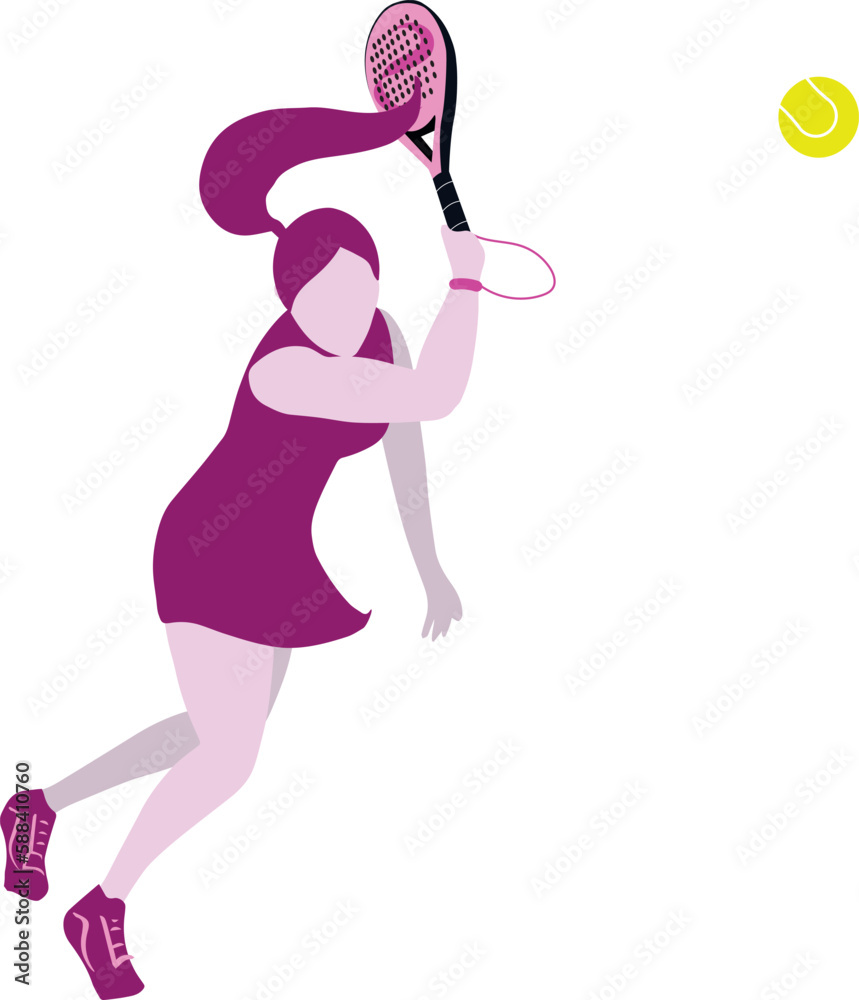 woman play padel. paddle tennis girl, with sport clothes, kilt and