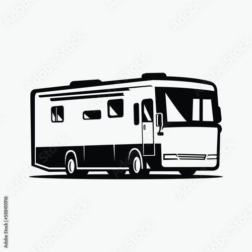 RV Motorhome Campervan Caravan Vector Isolated