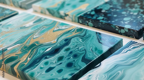 青いマーブル模様の石　Generative AI