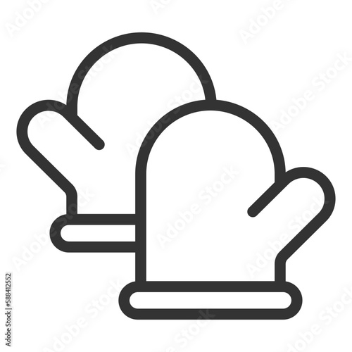 Kitchen mittens - icon, illustration on white background, outline style