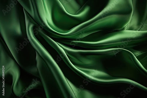 Smooth elegant green silk or satin texture can use as background. Generative Ai.