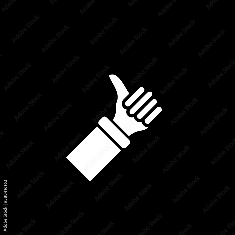 Obraz premium Thumb Up Glyph Pictogram. Isolated on black background 