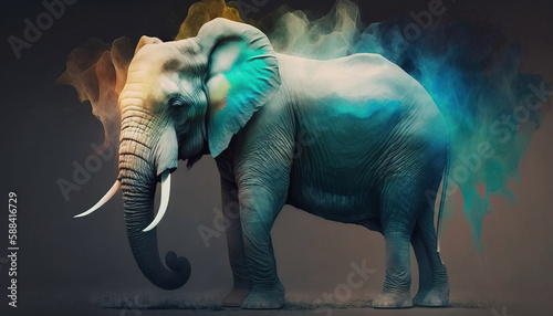 Elephant animal abstract wallpaper. Soft background tusker in Pastel colors generative ai