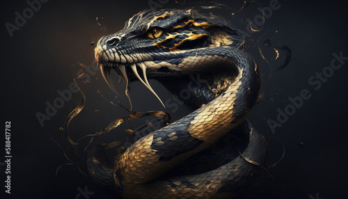 Snake animal abstract wallpaper. Contrast background Serpent in vivid colors generative ai © Roman