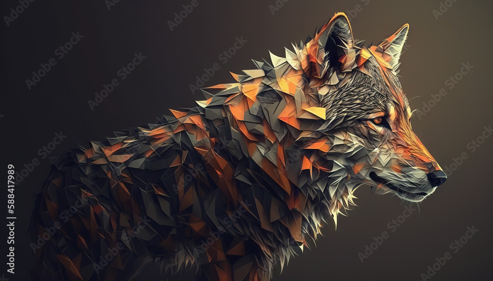 Wolf animal abstract wallpaper. Contrast background in vivid colors