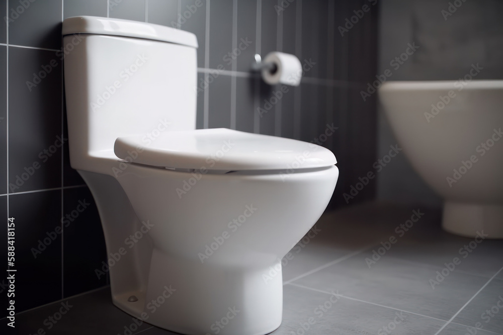 Modern bathroom toilet, generative AI Modern bathroom toilet, generative AI