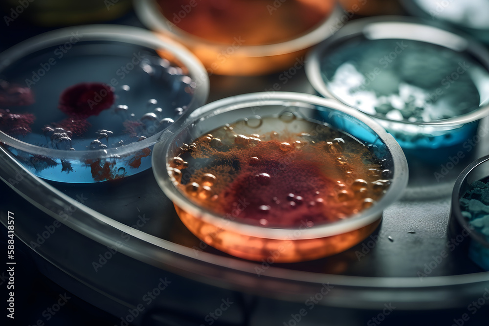Bacteria in a Laboratory Petri Dish. Generative AI Bacteria in a Laboratory Petri Dish. Generative AI