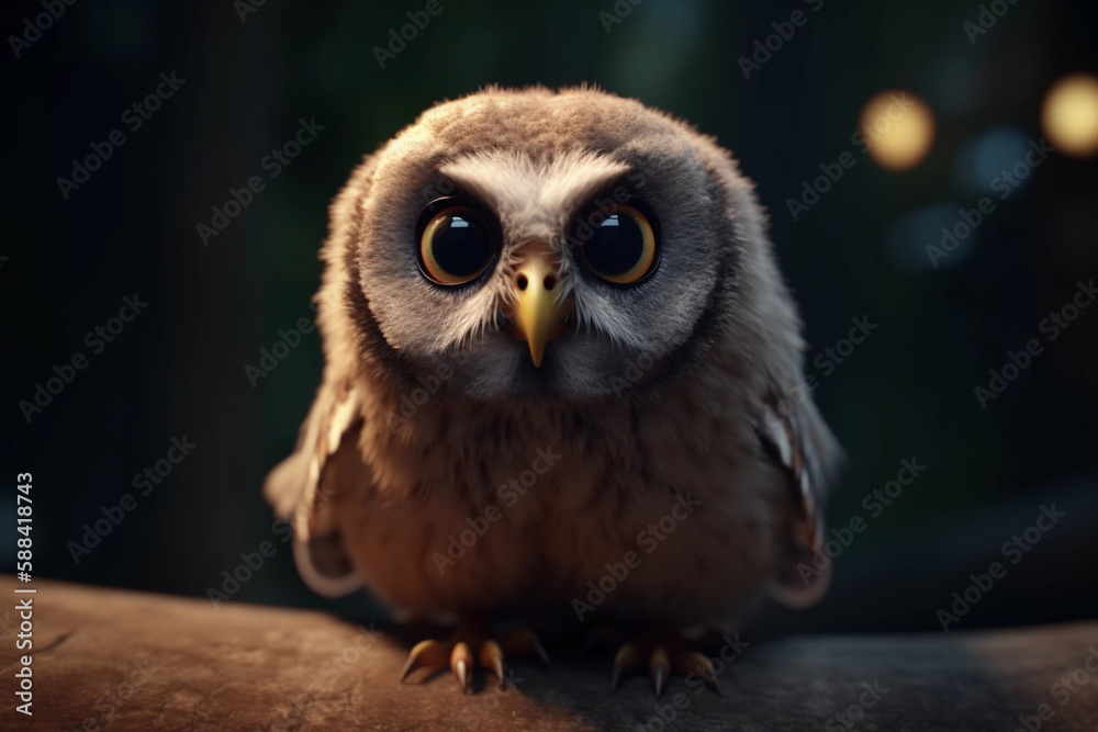 Fototapeta premium A cute owl looking at the camera, Generative AI