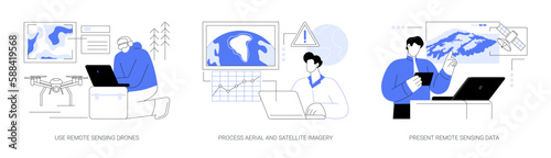 Remote sensing abstract concept vector illustrations.
