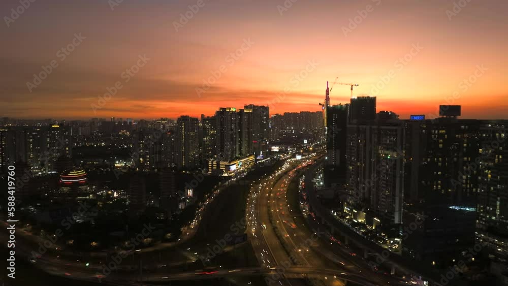 sunset over city, Rach Chiec Bridge, Ho Chi Minh City sunset over city, Rach Chiec Bridge, Ho Chi Minh City