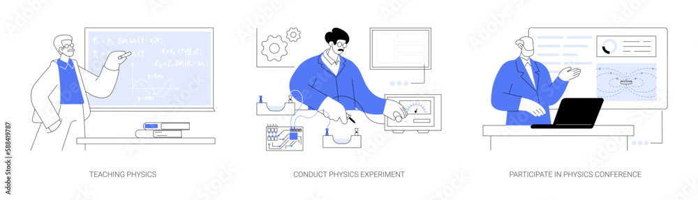 Physics abstract concept vector illustrations.