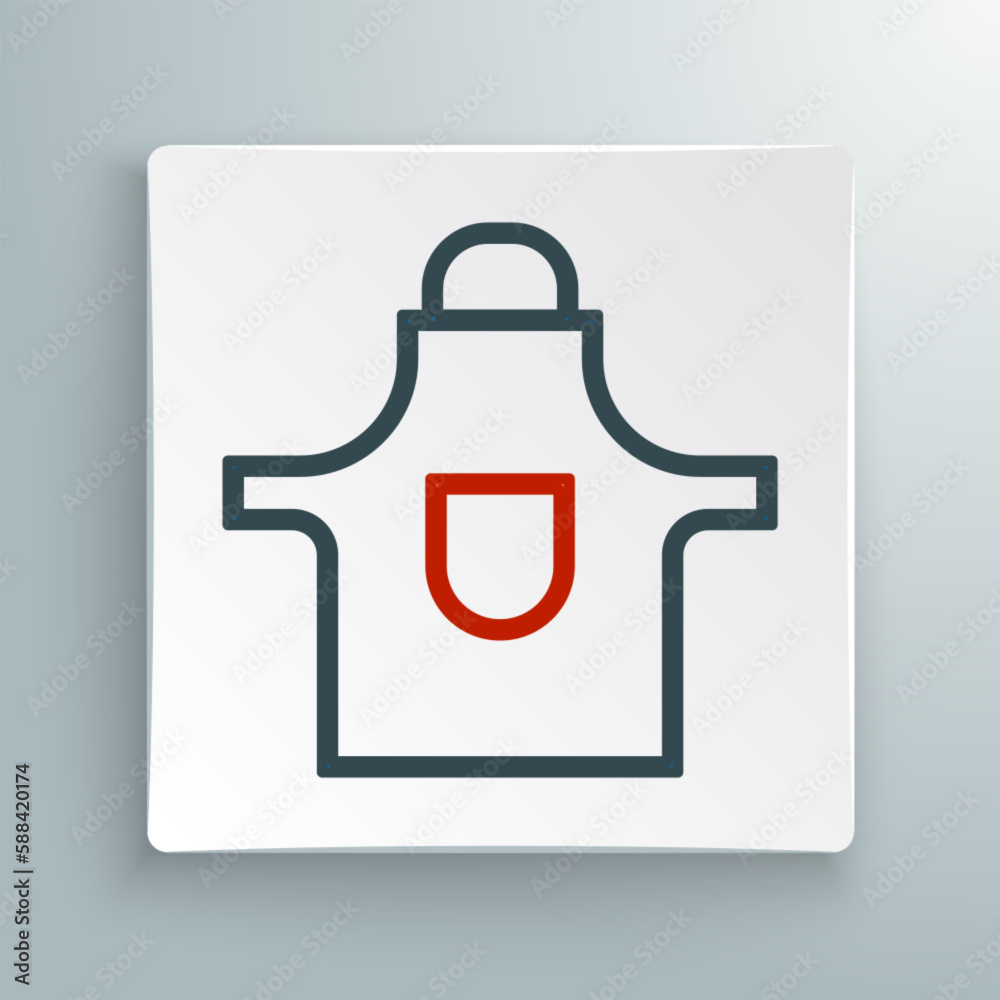 Line Kitchen apron icon isolated on white background. Chef uniform for cooking. Colorful outline concept. Vector