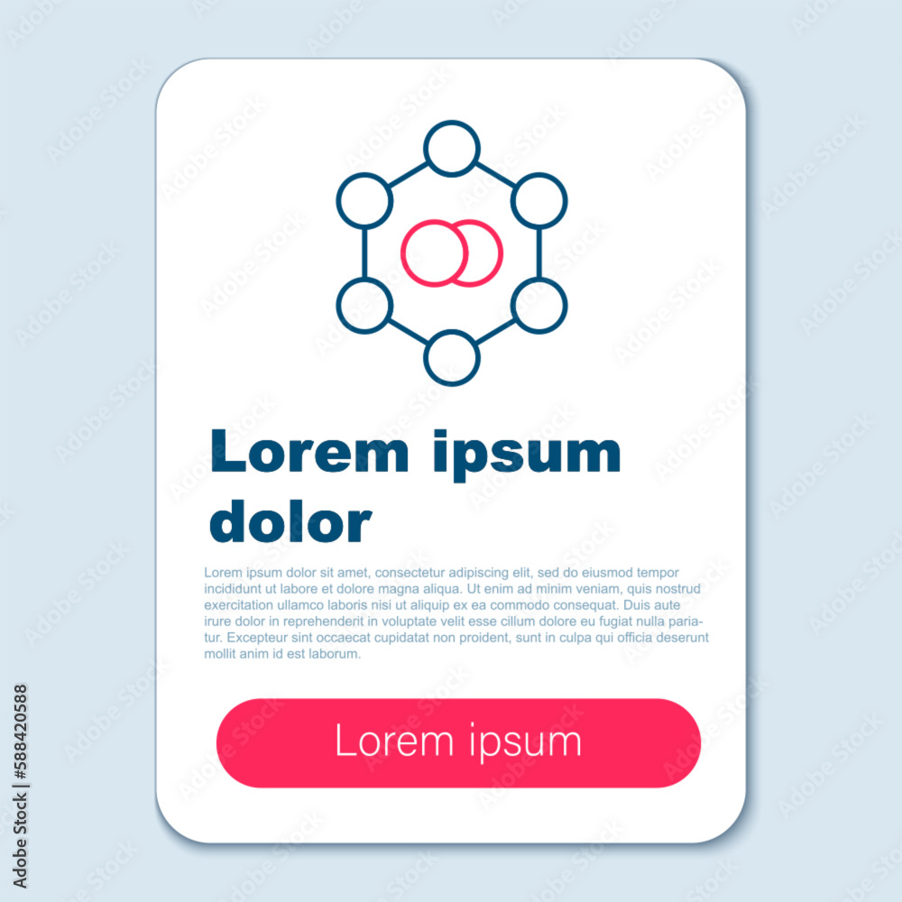 Line Molecule icon isolated on grey background. Structure of molecules in chemistry, science teachers innovative educational poster. Colorful outline concept. Vector Line Molecule icon isolated on grey background. Structure of molecules in chemistry, science teachers innovative educational poster. Colorful outline concept. Vector