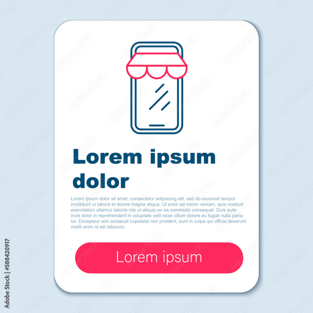 Line Online shopping on mobile phone icon isolated on grey background. Internet shop, mobile store app and payments billing. Colorful outline concept. Vector Line Online shopping on mobile phone icon isolated on grey background. Internet shop, mobile store app and payments billing. Colorful outline concept. Vector