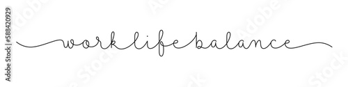 WORK LIFE BALANCE black vector monoline calligraphy banner with swashes
