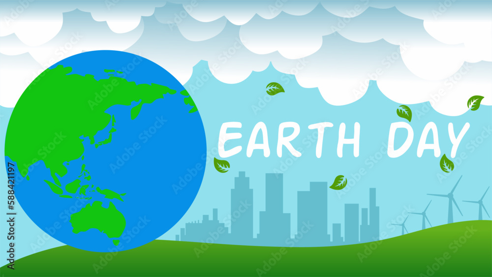 Naklejka premium Happy earth day. Vector illustration of international mother earth day. Background of earth day design for celebration or environmental concerns. Save the world design for template and poster