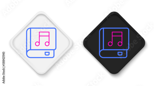 Line Audio book icon isolated on white background. Musical note with book. Audio guide sign. Online learning concept. Colorful outline concept. Vector