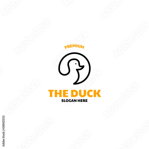 Vector circle duck animal logo design concept illustration idea
