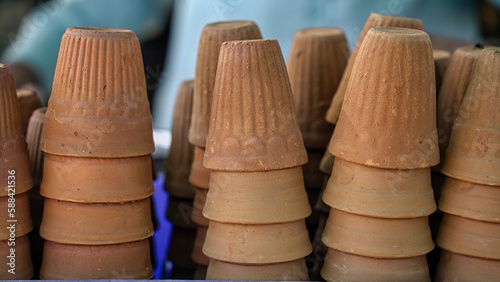 Canvas Print Image of kulhad natural clay cup used for serving tea and lassi