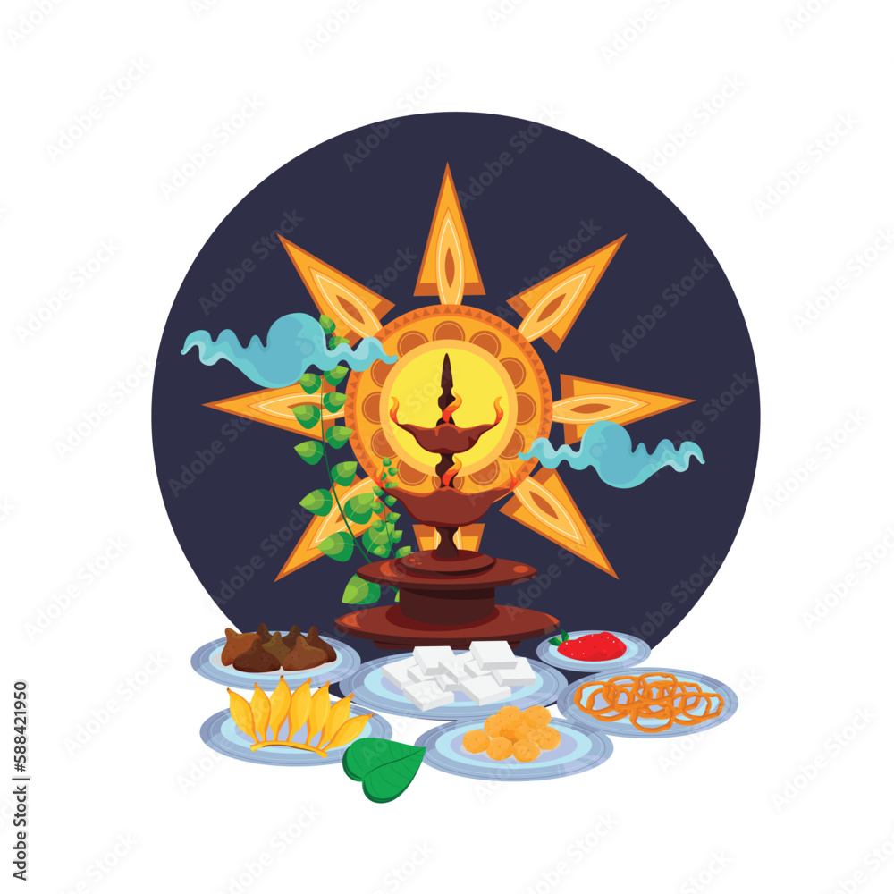 Hand Drawn Sinhala & Tamil New Year Vector Design Stock Vector | Adobe