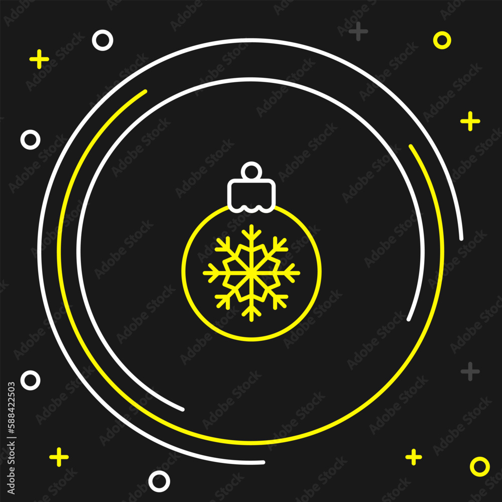 Line Christmas ball icon isolated on black background. Merry Christmas and Happy New Year. Colorful outline concept. Vector Line Christmas ball icon isolated on black background. Merry Christmas and Happy New Year. Colorful outline concept. Vector
