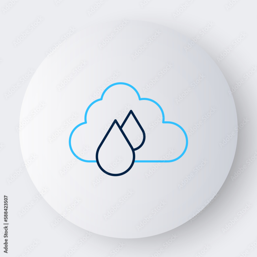 Line Cloud with rain icon isolated on white background. Rain cloud precipitation with rain drops. Colorful outline concept. Vector Line Cloud with rain icon isolated on white background. Rain cloud precipitation with rain drops. Colorful outline concept. Vector