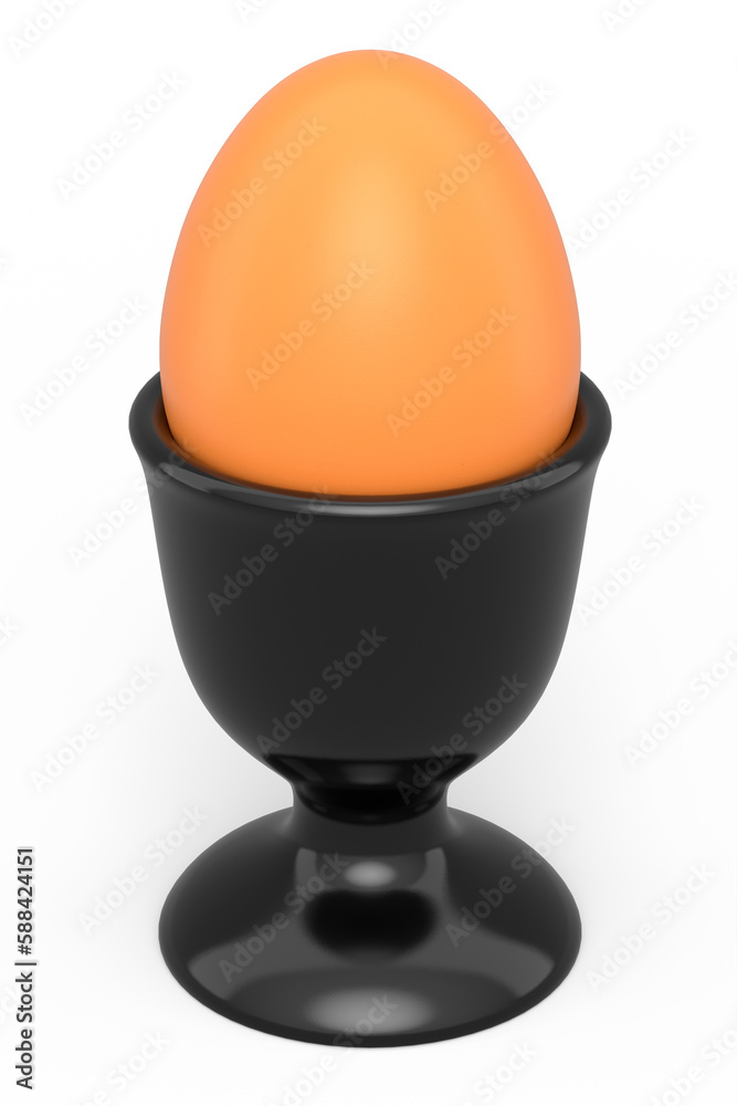 Farm boiled organic white sugar-coated eggs in ceramic egg cup for breakfast Farm boiled organic white sugar-coated eggs in ceramic egg cup for breakfast