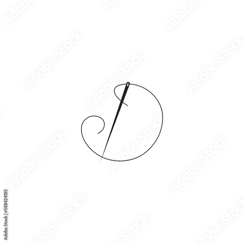 letter D sewing needle logo design art vector line illustration