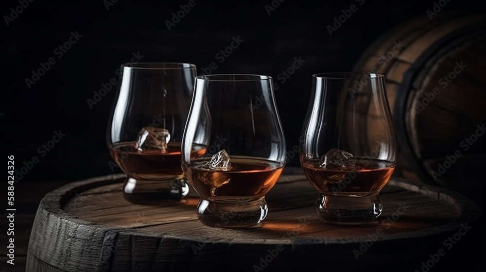 Tasting of single malt Scotch whisky in Scotland,generative ai Tasting of single malt Scotch whisky in Scotland,generative ai