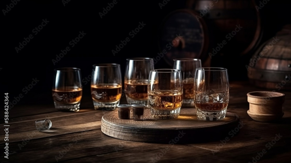 Tasting of single malt Scotch whisky in Scotland,generative ai Tasting of single malt Scotch whisky in Scotland,generative ai