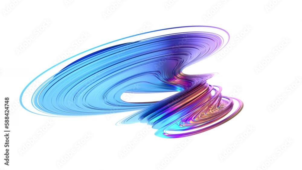Abstract 3d animation, rotating iridescent futuristic shape, 4k video, loop