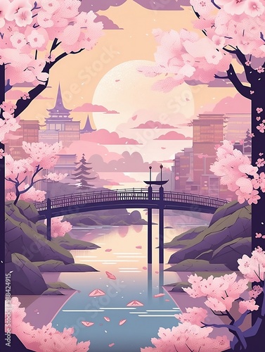 japanese cherry blossom cityscape
