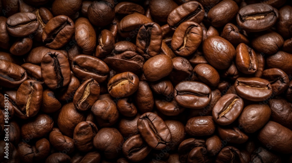 Roasted coffee beans texture. Generative AI Roasted coffee beans texture. Generative AI