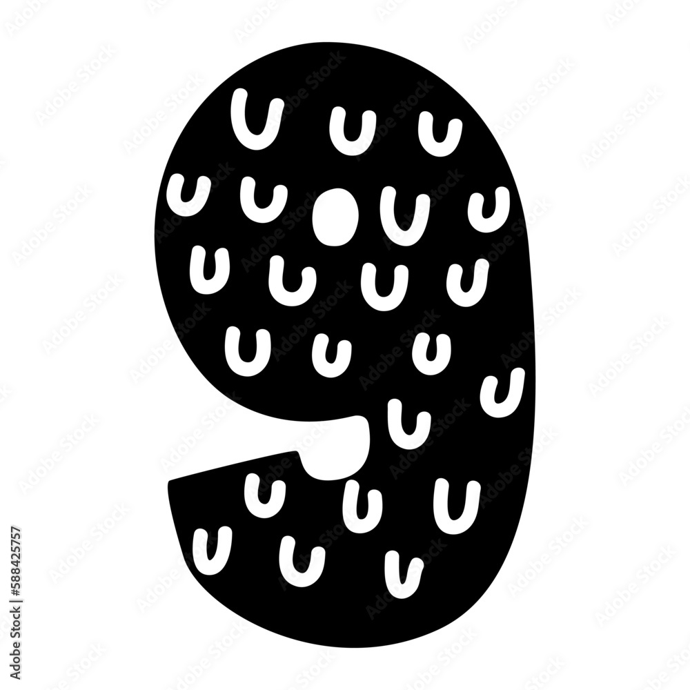Figure 9 Or Nine. Hand Drawn Illustration Figure 9 Or Nine. Hand Drawn Illustration