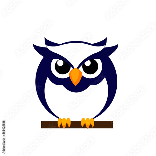 Owl. Bird in cartoon style on a white background