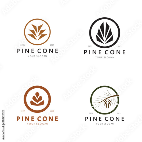 abstract simple pinecone logo design for business badge emblem pine plantation pine wood industry yoga spa vector
